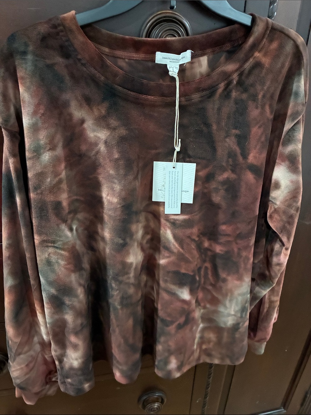 beachlunchlounge Brown Tie-Dye Long Sleeve Top